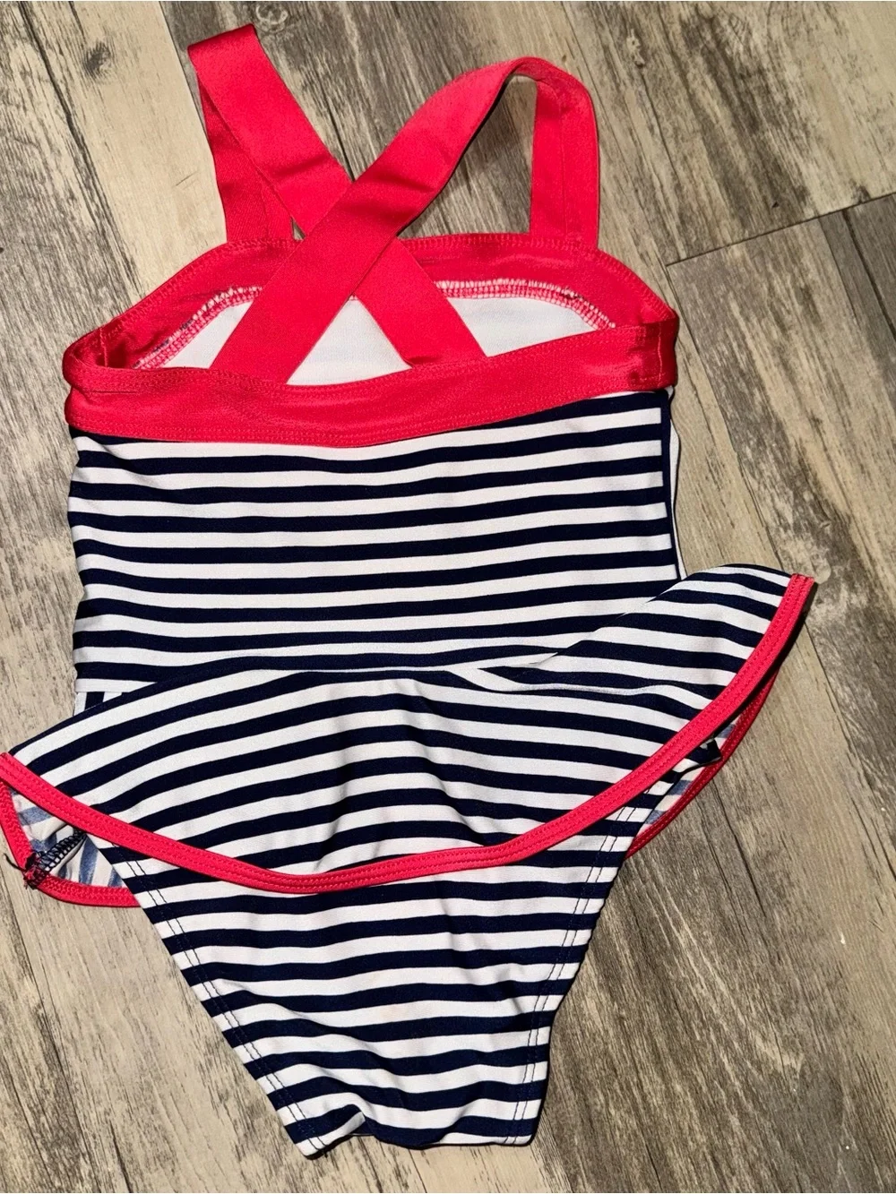 Cat & Jack Navy and Pink Striped Girls' One-Piece Swimsuit